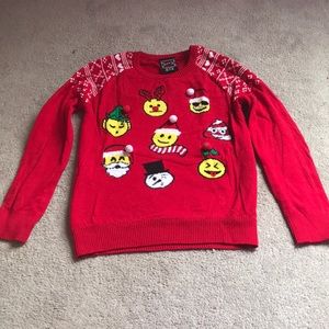 Hybrid Apparel Girls' Emojis Ugly Sweater